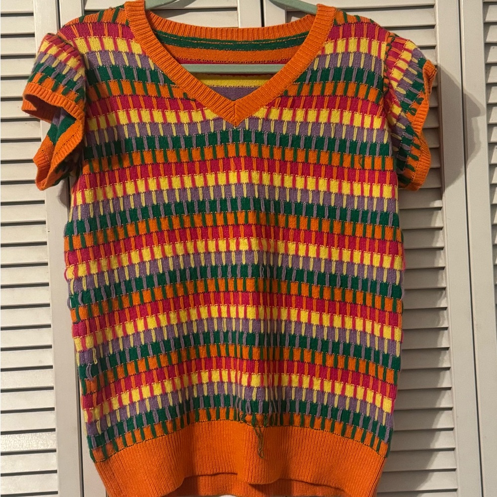 Colorful Striped Short Sleeve Top